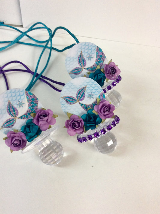 Mermaid Tail Baby Shower Pacifiers