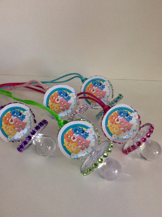 Care Bears baby shower favors/care bear baby shower/Care Bears baby shower pacifier/Care Bears baby shower necklace game