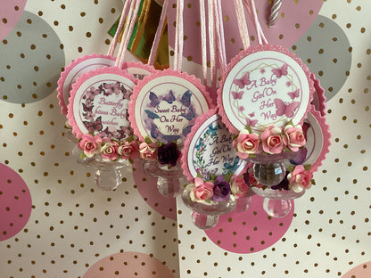 Butterfly baby shower favors/butterfly baby shower pacifier/butterfly baby shower necklace game/butterfly baby shower