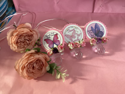 Butterfly baby shower favors/butterfly baby shower pacifier/butterfly baby shower necklace game/butterfly baby shower
